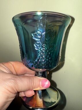 India Glass Company Iridescent Stemmed Glass Circa 1970’s